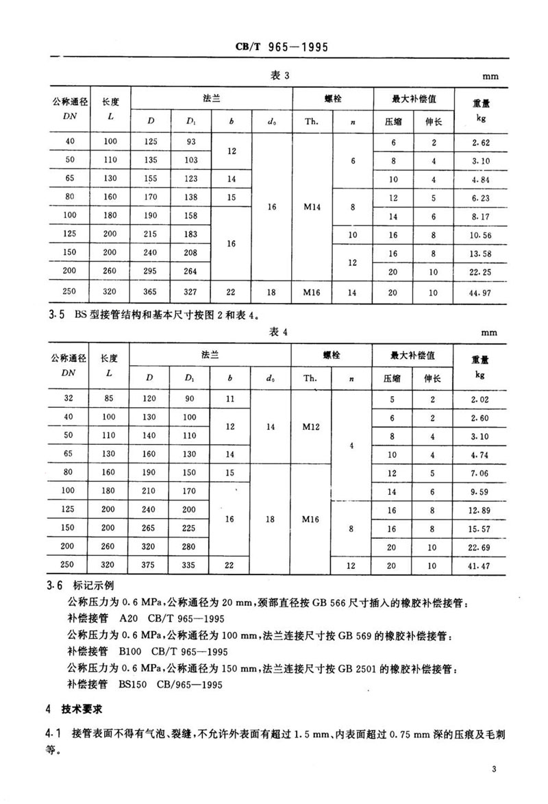 【行业标准】橡胶补偿接管CB/T 965-1995船舶标准