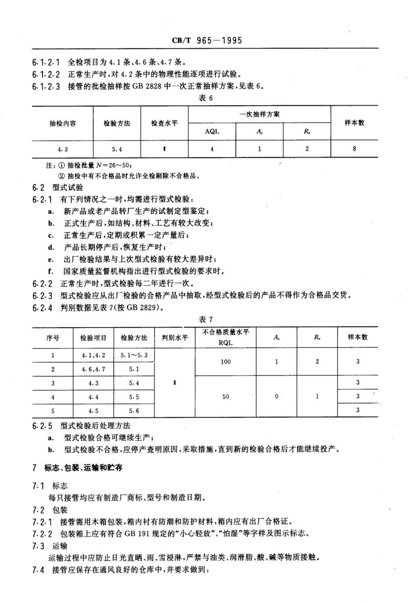 【行业标准】橡胶补偿接管CB/T 965-1995船舶标准