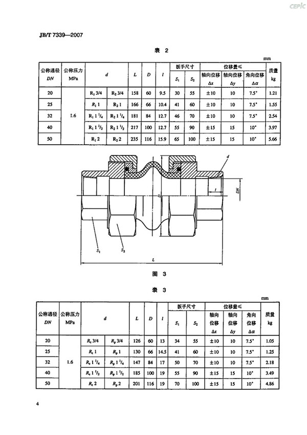 JBT 7339-2007 挠性管接头(橡胶软接头)-images